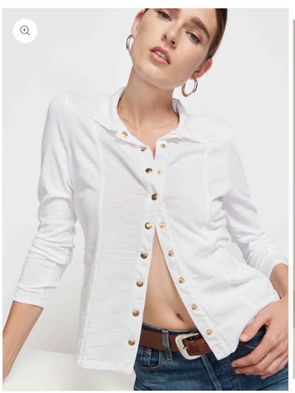 Nation LTD Jarah Top‎ Seamed Button Up-Optic White Women Size S